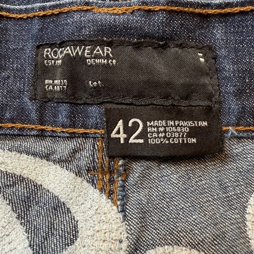 ROCAWEAR Jeans Mens 42 Blue Denim Baggy Fit RCWR Embroidered Y2K Streetwear - Picture 8 of 8